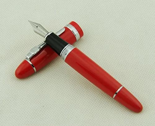 Lanxivi Jinhao 159 Red Fountain Pen Silver Trim with Ink Converter, 13mm Diameter (0.5in) thumbnail 5