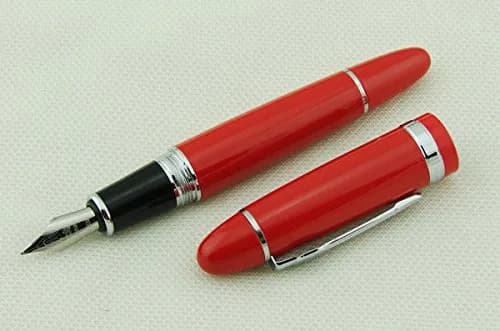 Lanxivi Jinhao 159 Red Fountain Pen Silver Trim with Ink Converter, 13mm Diameter (0.5in) thumbnail 6