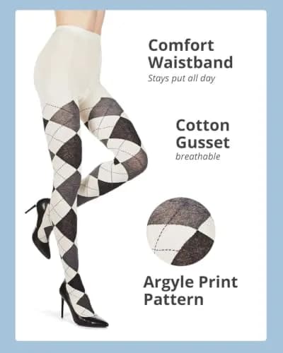 MeMoi Textured Argyle Sweater Tights | Classic Warmth & Style for Women (70-120 chars) thumbnail 4