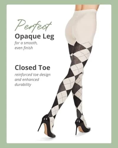 MeMoi Textured Argyle Sweater Tights | Classic Warmth & Style for Women (70-120 chars) thumbnail 5