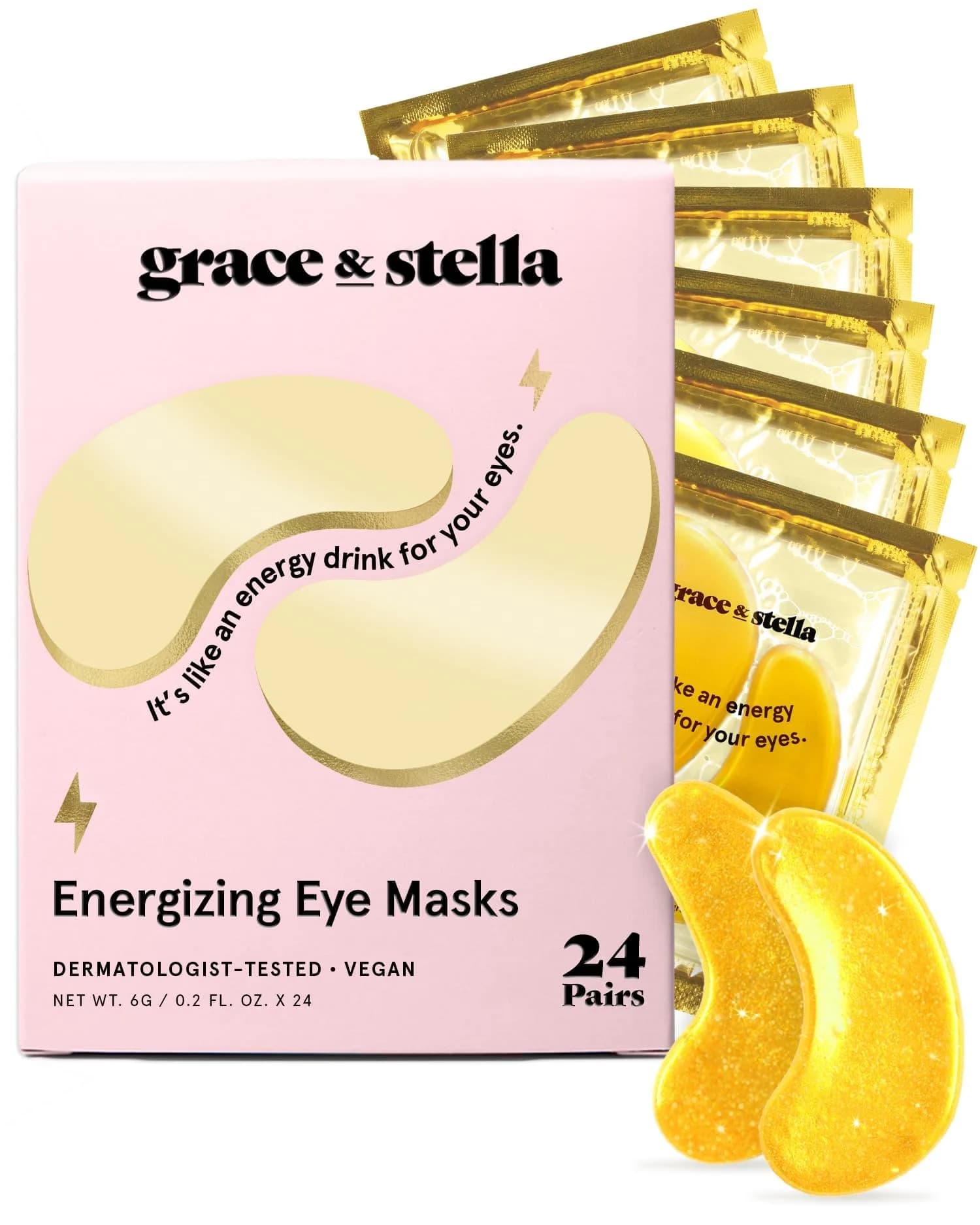 grace & stella Gold Under Eye Mask for Dark Circles & Puffy Eyes, Vegan Gel Eye Patches (24 Pairs) | Award Winning Self Care - main product image