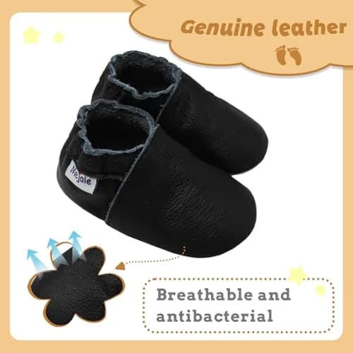 Mejale Baby Shoes Soft Leather Moccasins for Infants & Toddlers | Anti-Skid, Elastic Ankle, 0-36 Months thumbnail 2