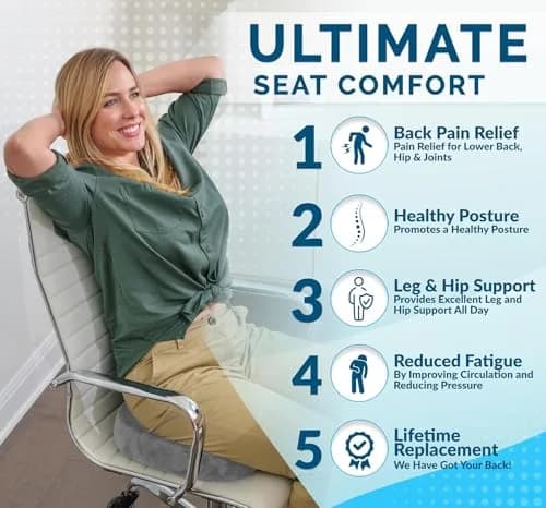 ComfiLife Gel Memory Foam Seat Cushion with U-Shape — 43.9 cm (17.3 in) — Gray thumbnail 5