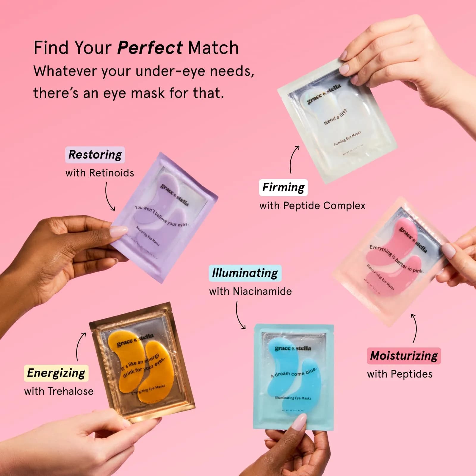 grace & stella Gold Under Eye Mask for Dark Circles & Puffy Eyes - 48 Pairs | Award Winning Vegan Gel Self Care Patches - view 6