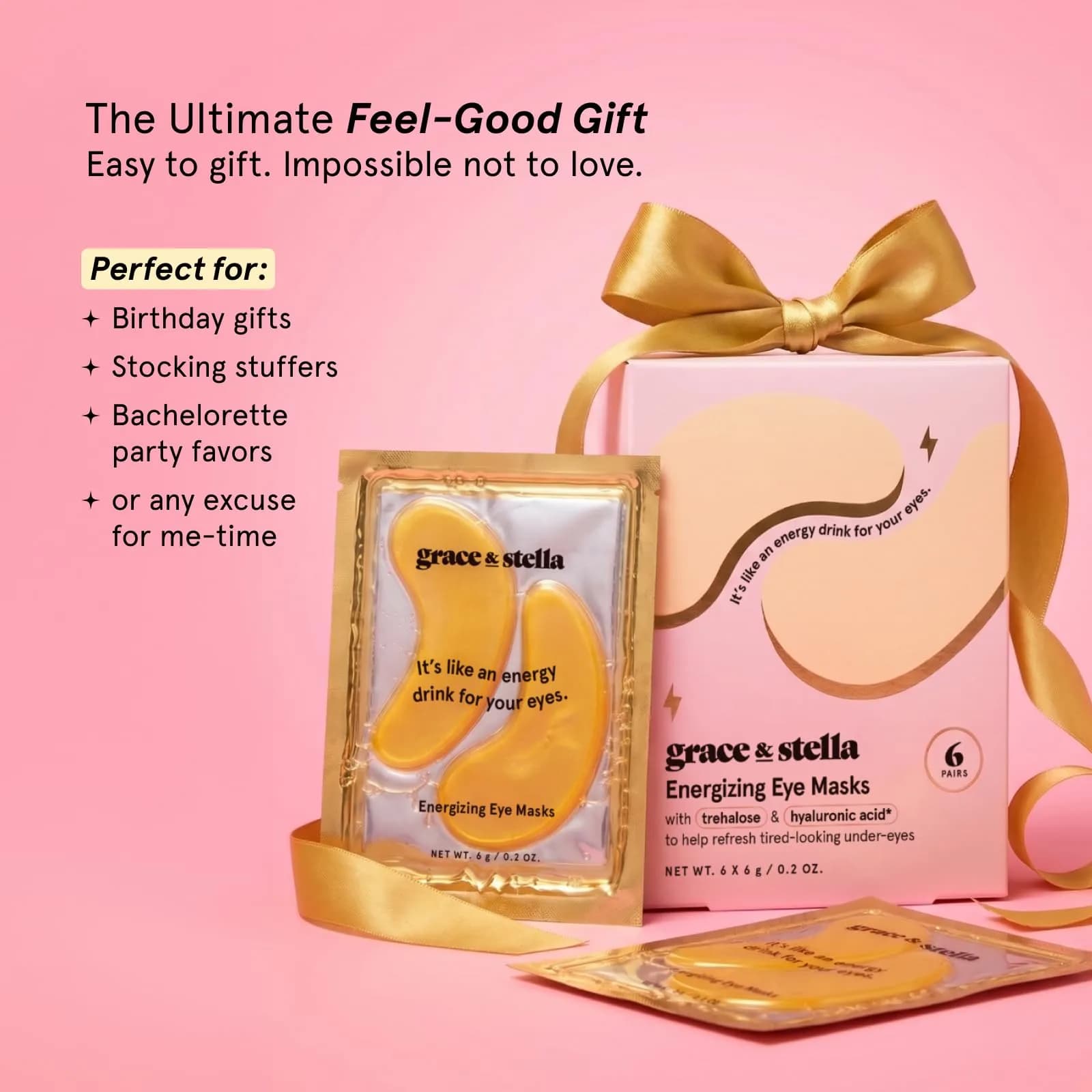 grace & stella Gold Under Eye Mask for Dark Circles & Puffy Eyes - 48 Pairs | Award Winning Vegan Gel Self Care Patches - view 9