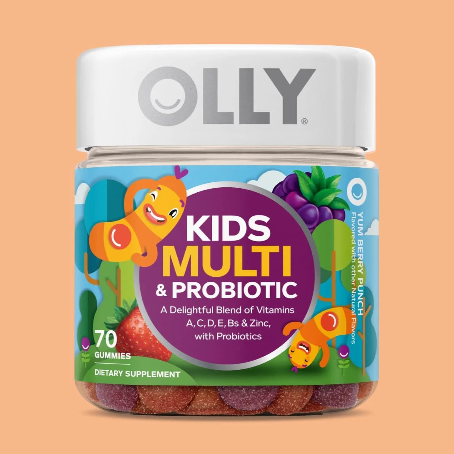 OLLY Kids Multivitamin & Probiotic Gummy, Blissful Berry, 70 Count (2.47 oz) | Digestive & Immune Support - view 4