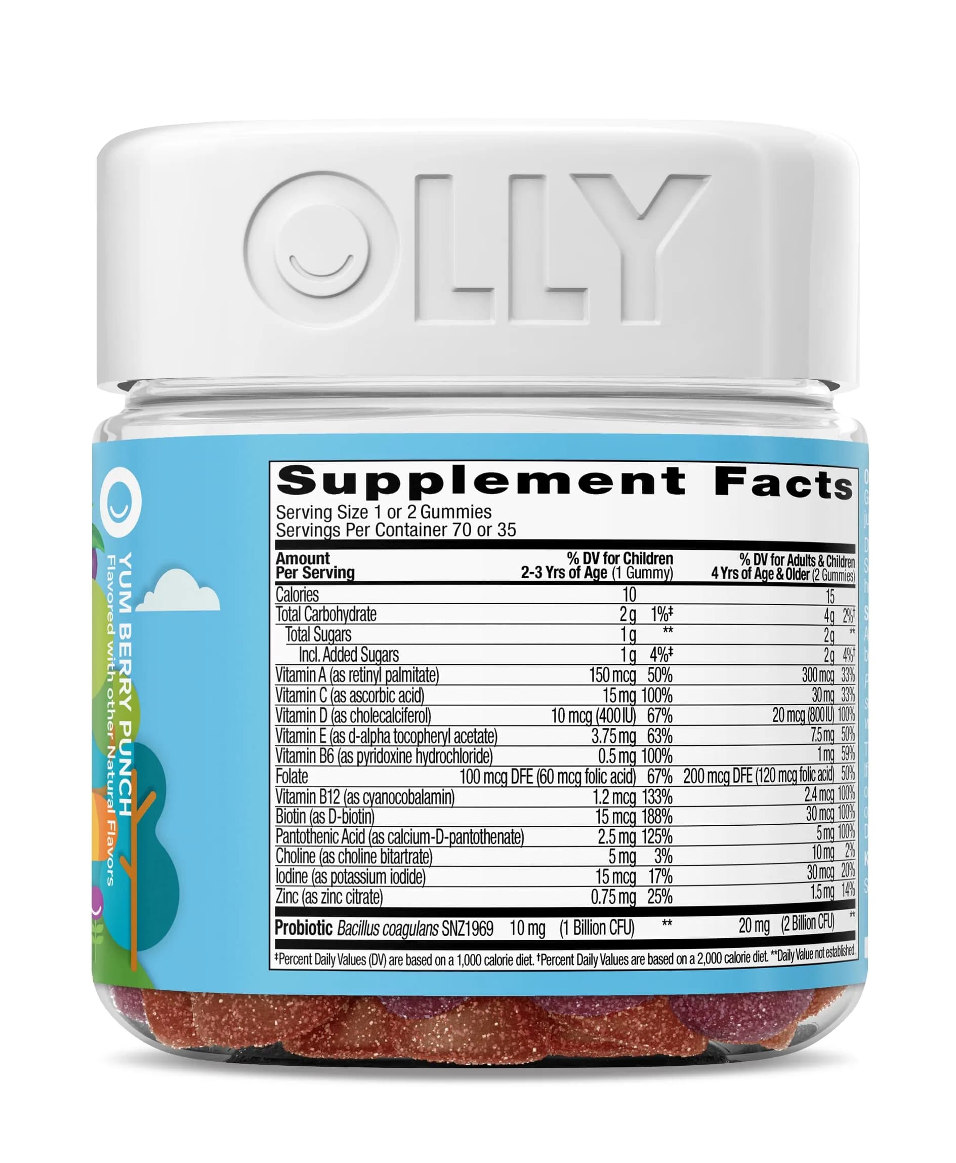 OLLY Kids Multivitamin & Probiotic Gummy, Blissful Berry, 70 Count (2.47 oz) | Digestive & Immune Support - view 7