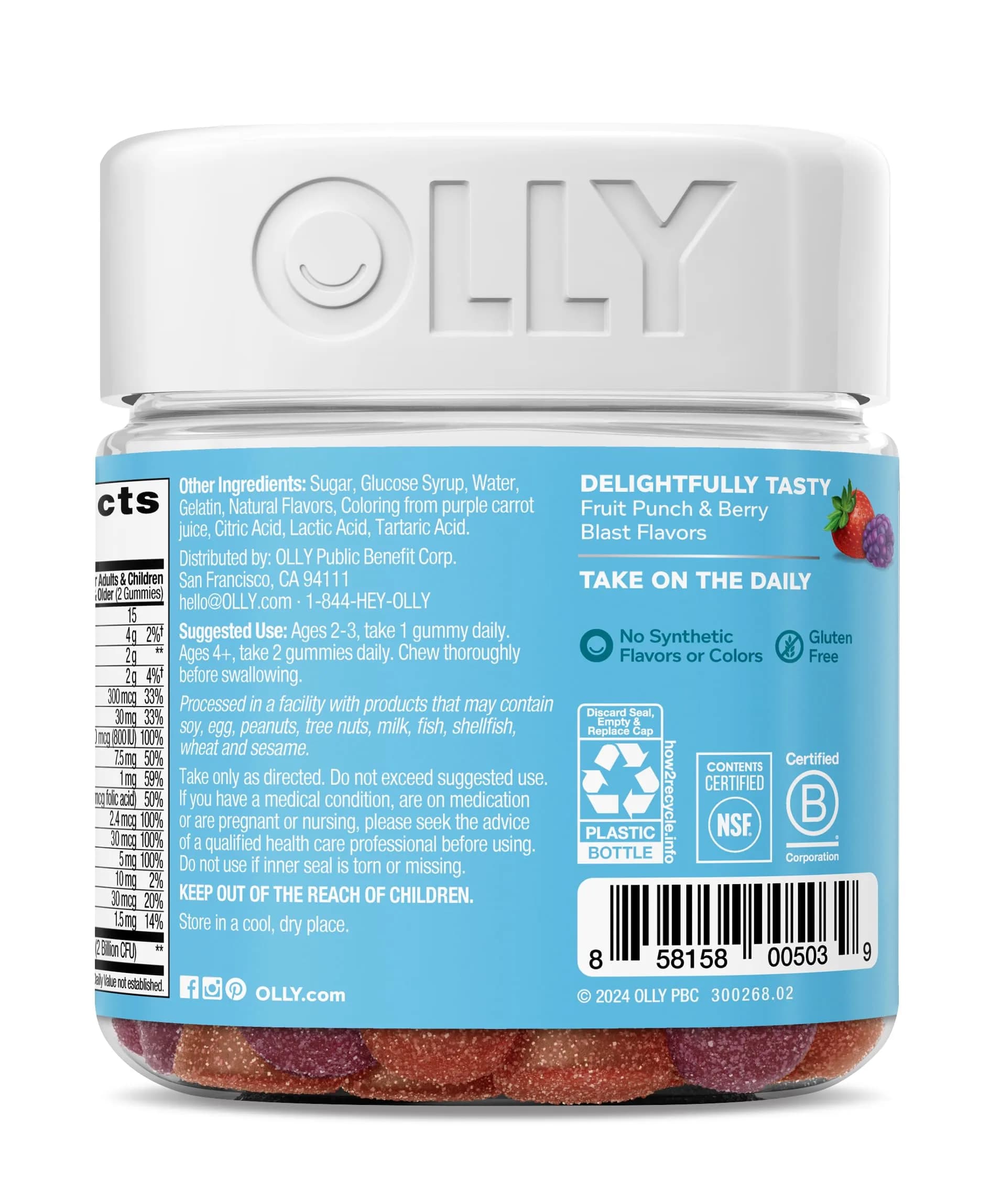 OLLY Kids Multivitamin & Probiotic Gummy, Blissful Berry, 70 Count (2.47 oz) | Digestive & Immune Support - view 8