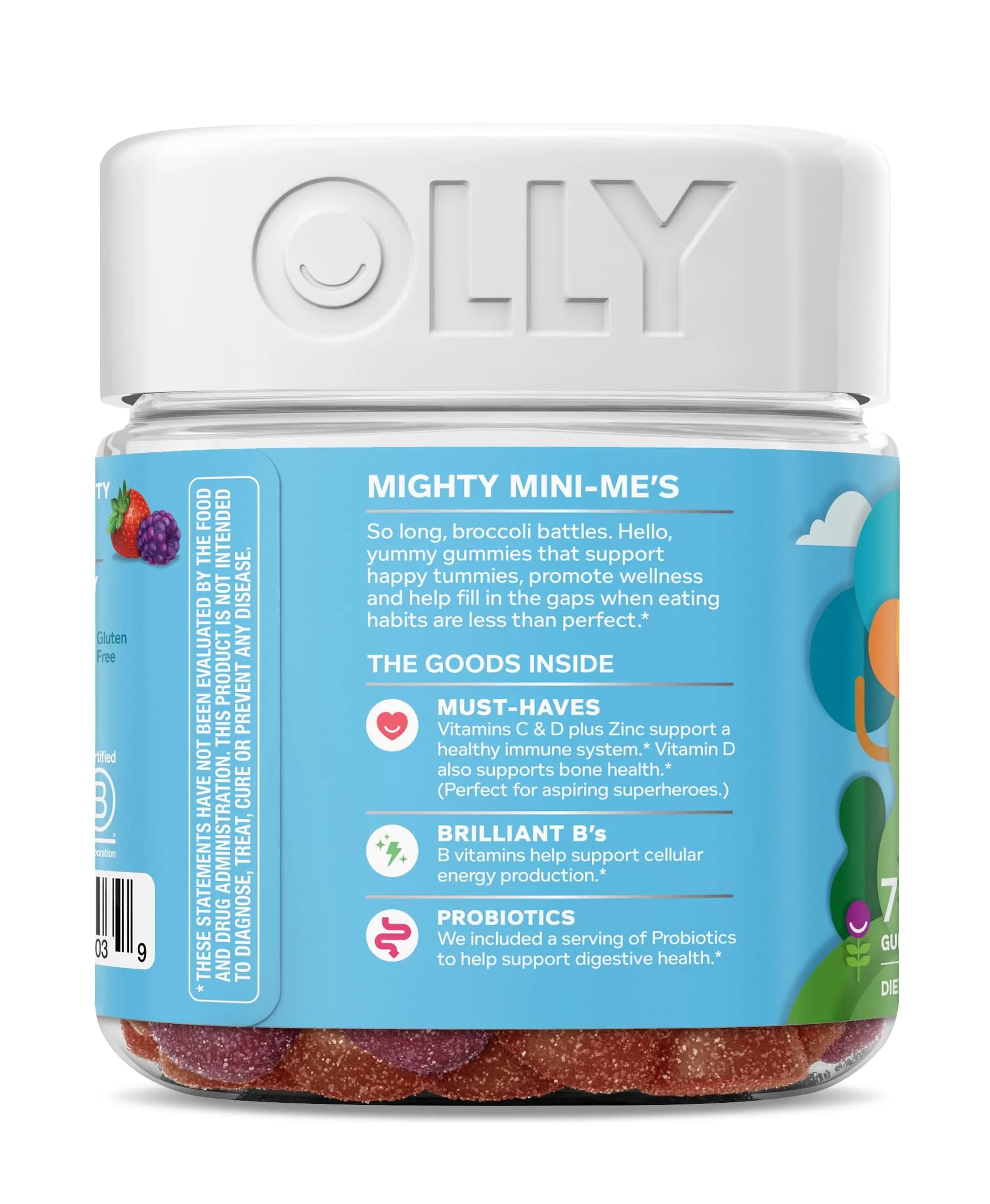 OLLY Kids Multivitamin & Probiotic Gummy, Blissful Berry, 70 Count (2.47 oz) | Digestive & Immune Support - view 9
