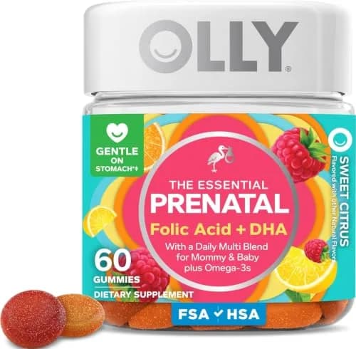 OLLY Prenatal Multivitamin Gummy with Folic Acid + DHA 60 Count | Supports Mommy & Baby Health thumbnail 1