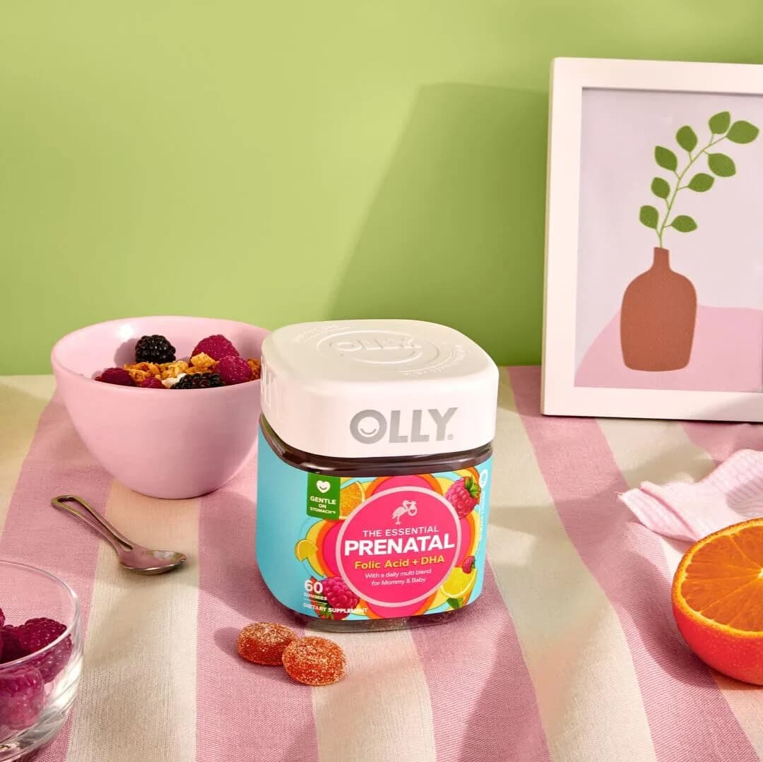 OLLY Prenatal Multivitamin Gummy Sweet Citrus Flavored 60 Count | Mommy & Baby Daily Blend with Folic Acid & DHA - view 9
