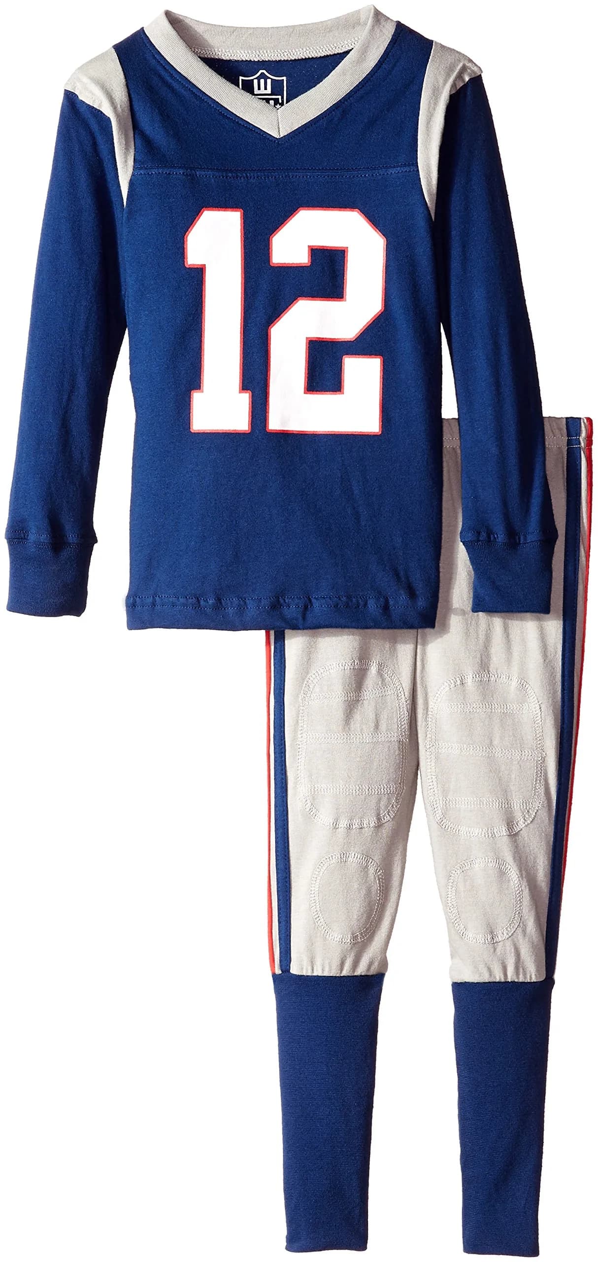 Wes and Willy Little Boys' Slim Long Sleeve Pajama, Night Navy/Grey, 2 | Tight Fit Meets Real Football Uniform Look