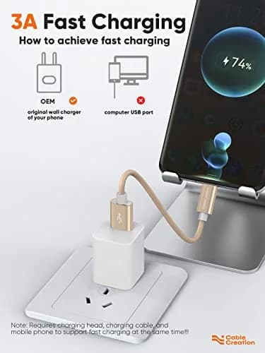 CableCreation Short USB A to USB C Cable 6 inch (15cm) | 60W Fast Charging & 480Mbps Data Sync thumbnail 4