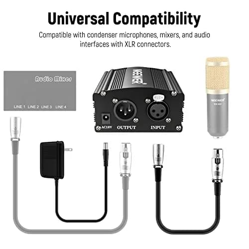NEEWER 48V Phantom Power Supply with Adapter | Compact, Reliable Microphone Power for Studio & Stage thumbnail 6