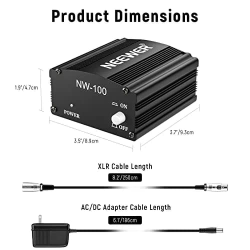NEEWER 48V Phantom Power Supply with Adapter | Compact, Reliable Microphone Power for Studio & Stage thumbnail 3