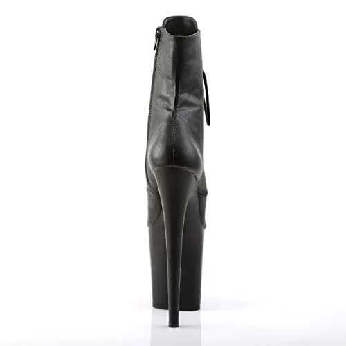 Pleaser Flamingo-1020 Ankle Boots 8" Heel | Lace-Up & Zip Closure, Black Faux Leather, Ankle-High (20.3cm heel, 10.2cm platform) thumbnail 6