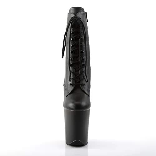 Pleaser Flamingo-1020 Ankle Boots 8" Heel | Lace-Up & Zip Closure, Black Faux Leather, Ankle-High (20.3cm heel, 10.2cm platform) thumbnail 2