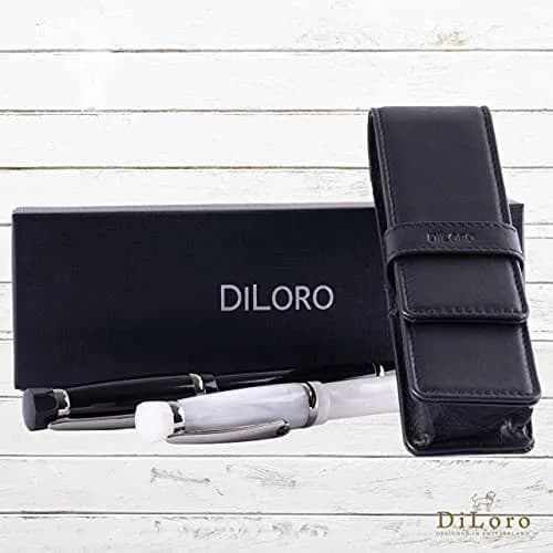DiLoro Leather Double Pen Case Holder 150mm x 40mm x 25mm | Holds Two Pens Securely thumbnail 5