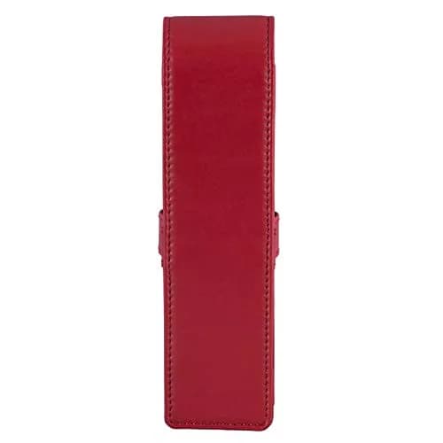 DiLoro Leather Double Pen Case Holder Red | Genuine Full Grain Leather for 2 Pens thumbnail 2