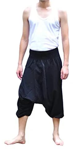 Siam Trendy Men's Japanese Style Pants One Size (Black) | Unisex Cotton Casual Trousers thumbnail 1