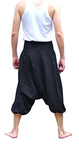 Siam Trendy Men's Japanese Style Pants One Size (Black) | Unisex Cotton Casual Trousers thumbnail 4