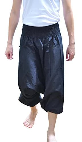 Siam Trendy Men's Japanese Style Pants One Size (Black) | Unisex Cotton Casual Trousers thumbnail 2