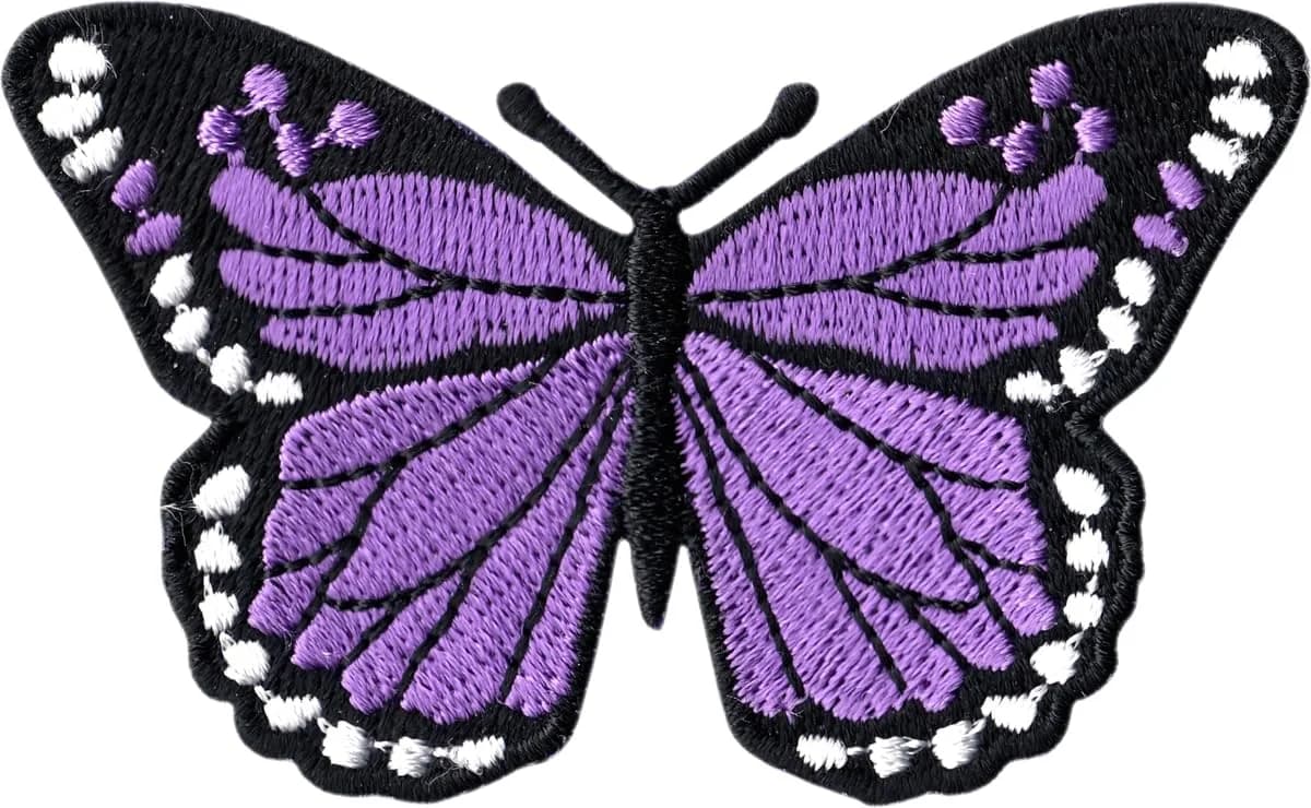 Square Deal Recordings & Supplies Purple Monarch Butterfly Cut-Out Sew Iron On Patch Applique 4.6cm (1.75in) | Detailed Embroidery for Jackets & Bags - main product image