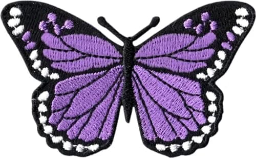 Square Deal Recordings & Supplies Purple Monarch Butterfly Cut-Out Sew Iron On Patch Applique 4.6cm (1.75in) | Detailed Embroidery for Jackets & Bags thumbnail 1