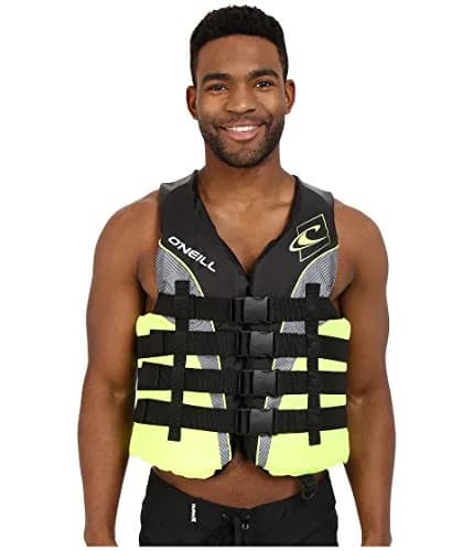 O'Neill Men's Superlite USCG Life Vest,Black/Lime/Smoke:Lime,3XL | USCG Approved Snug Fit for Watersports thumbnail 1