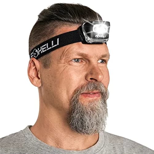 Foxelli MX20 LED Headlamp 165 Lumens (3.2 oz / 90.7 g) | Bright White & Red Light for Camping, Hiking, Running thumbnail 1