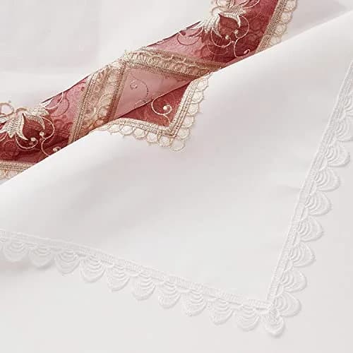 Violet Linen HomeCrate Emerald Tablecloths 70" x 120" | Floral Embroidered Rose Design thumbnail 5