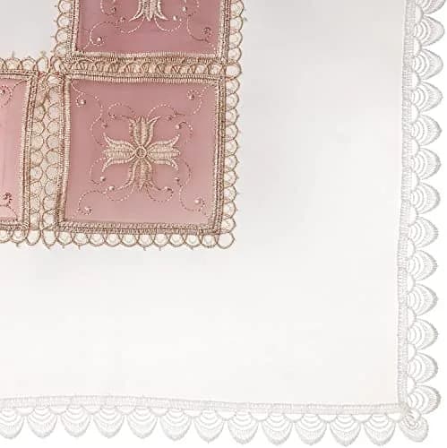 Violet Linen HomeCrate Emerald Tablecloths 70" x 120" | Floral Embroidered Rose Design thumbnail 6