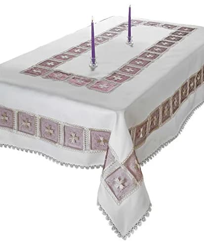 Violet Linen HomeCrate Emerald Tablecloths 70" x 120" | Floral Embroidered Rose Design thumbnail 8