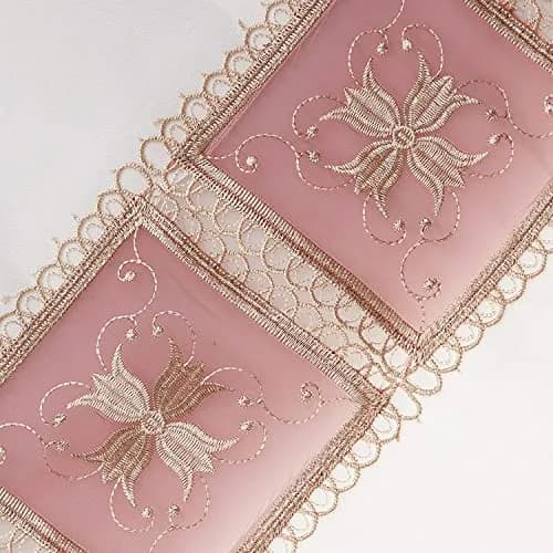Violet Linen HomeCrate Emerald Tablecloths 70" x 120" | Floral Embroidered Rose Design thumbnail 3