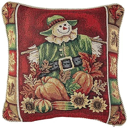 Violet Linen Fall Harvest Collection Cushion Cover | 18" x 18" Autumn Leaves & Sunflowers thumbnail 1