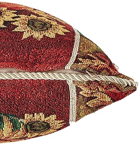 Violet Linen Fall Harvest Collection Cushion Cover | 18" x 18" Autumn Leaves & Sunflowers thumbnail 2