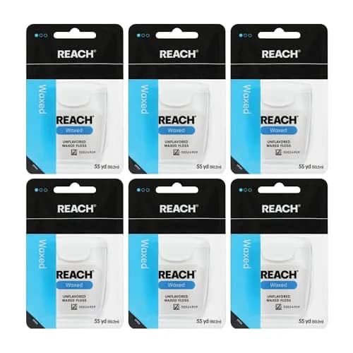 REACH Waxed Dental Floss Unflavored 990ft (165ft x 6) | Shred Resistant, PFAS-Free, Dentist Recommended thumbnail 1