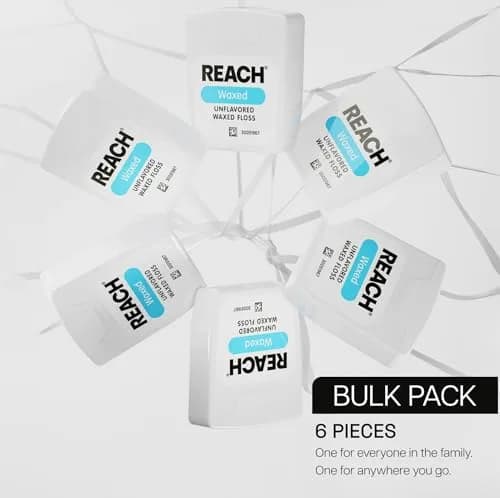 REACH Waxed Dental Floss Unflavored 990ft (165ft x 6) | Shred Resistant, PFAS-Free, Dentist Recommended thumbnail 5