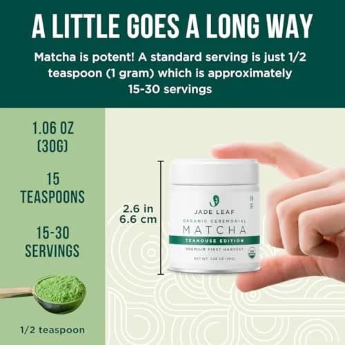 Jade Leaf Ceremonial Grade Matcha Powder, 30g / 1.06oz Tin | First-Harvest Organic Japanese Matcha thumbnail 4