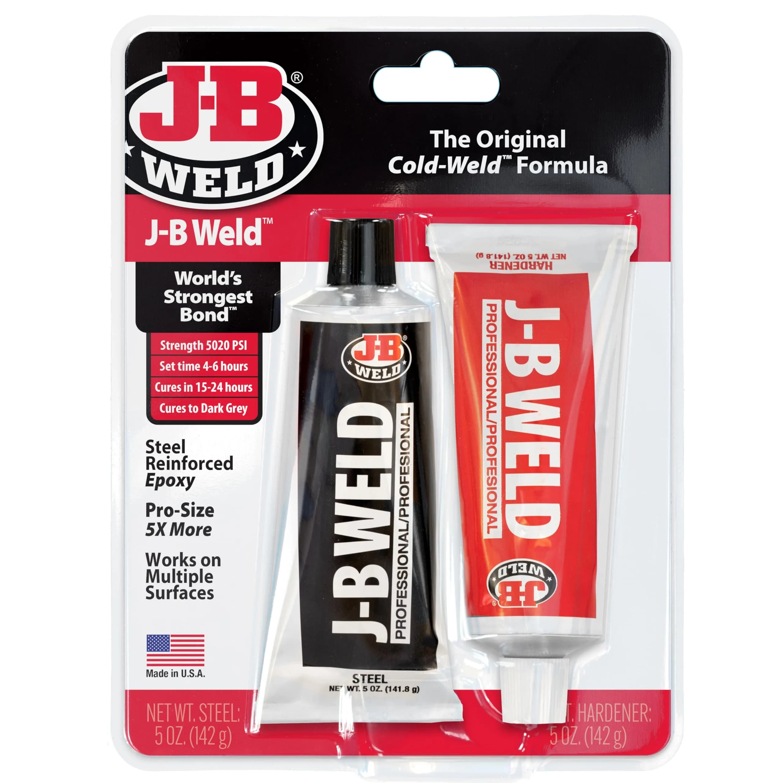 J-B Weld Steel Reinforced Epoxy 295ml (10 oz) | Professional Cold Weld Adhesive for Metal, Plastic, Wood & More - main product image