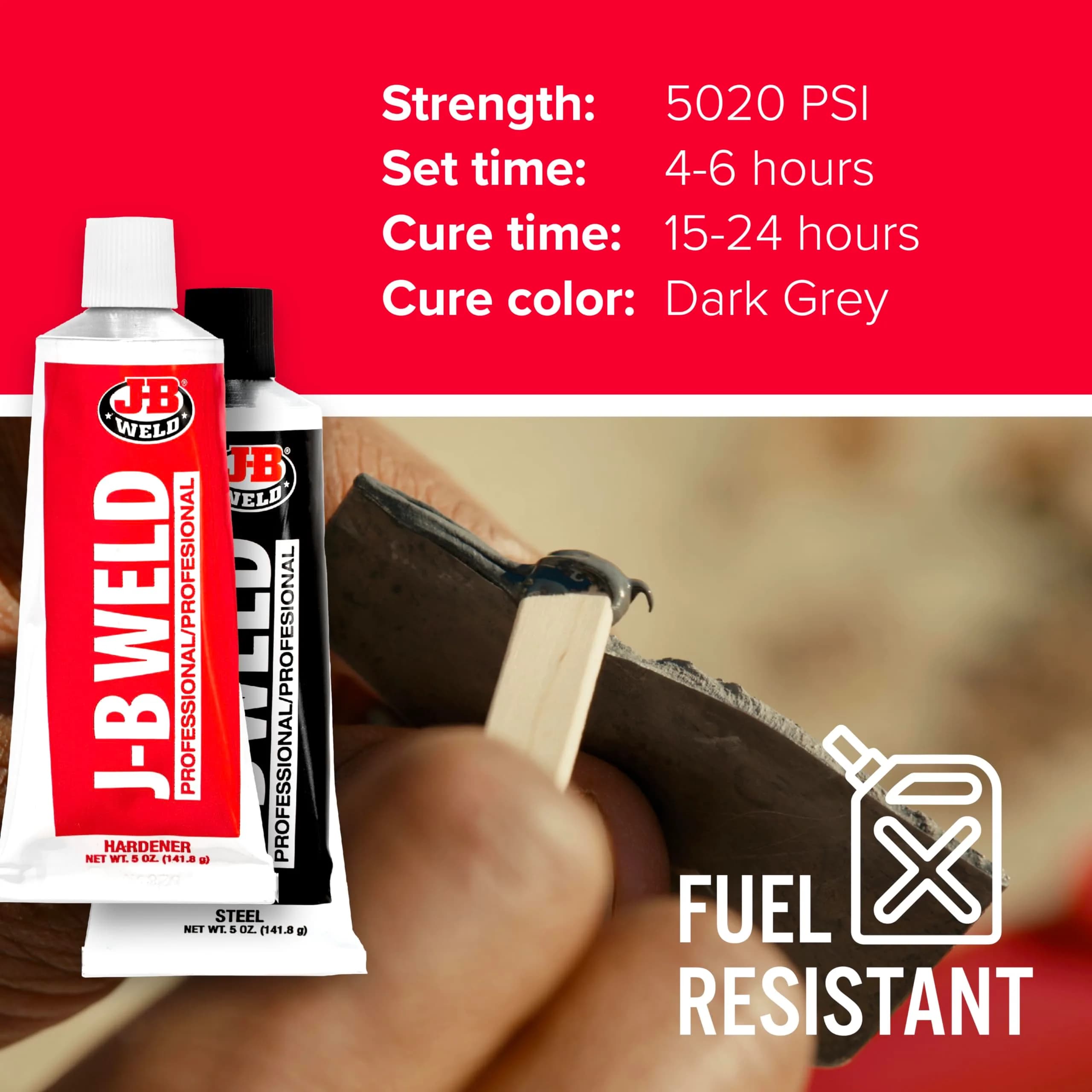 J-B Weld Steel Reinforced Epoxy 295ml (10 oz) | Professional Cold Weld Adhesive for Metal, Plastic, Wood & More - view 5