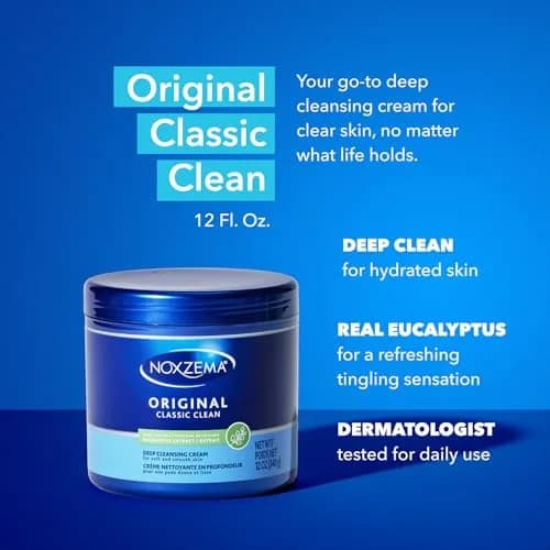 Noxzema Original Deep Cleansing Cream Face Wash 340g (12 Oz) | Dermatologist Tested for All Skin Types thumbnail 7
