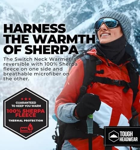 Tough Headwear Winter Neck Gaiter | Reversible Fleece Neck Warmer for Men & Women thumbnail 2