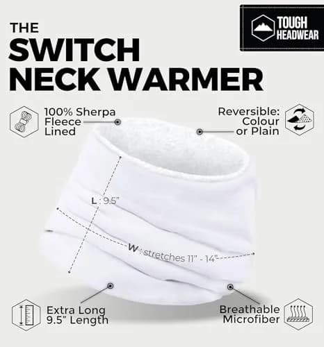 Tough Headwear Winter Neck Gaiter | Reversible Fleece Neck Warmer for Men & Women thumbnail 3