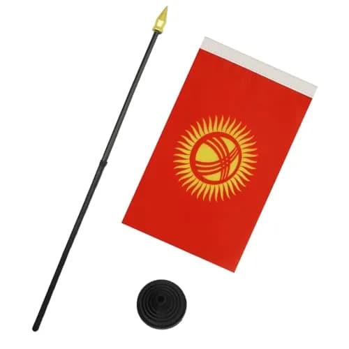 AZ FLAG Kyrgyzstan Table Flag 15x10 cm | 100D Polyester with Plastic Base for Interior Use thumbnail 3