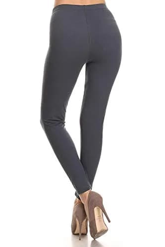 Leggings Depot Womens 1" Waistband High Waisted Solid Leggings Pants (Full Length, Charcoal Gray, One Size Plus) | Soft, Comfortable, Durable thumbnail 4