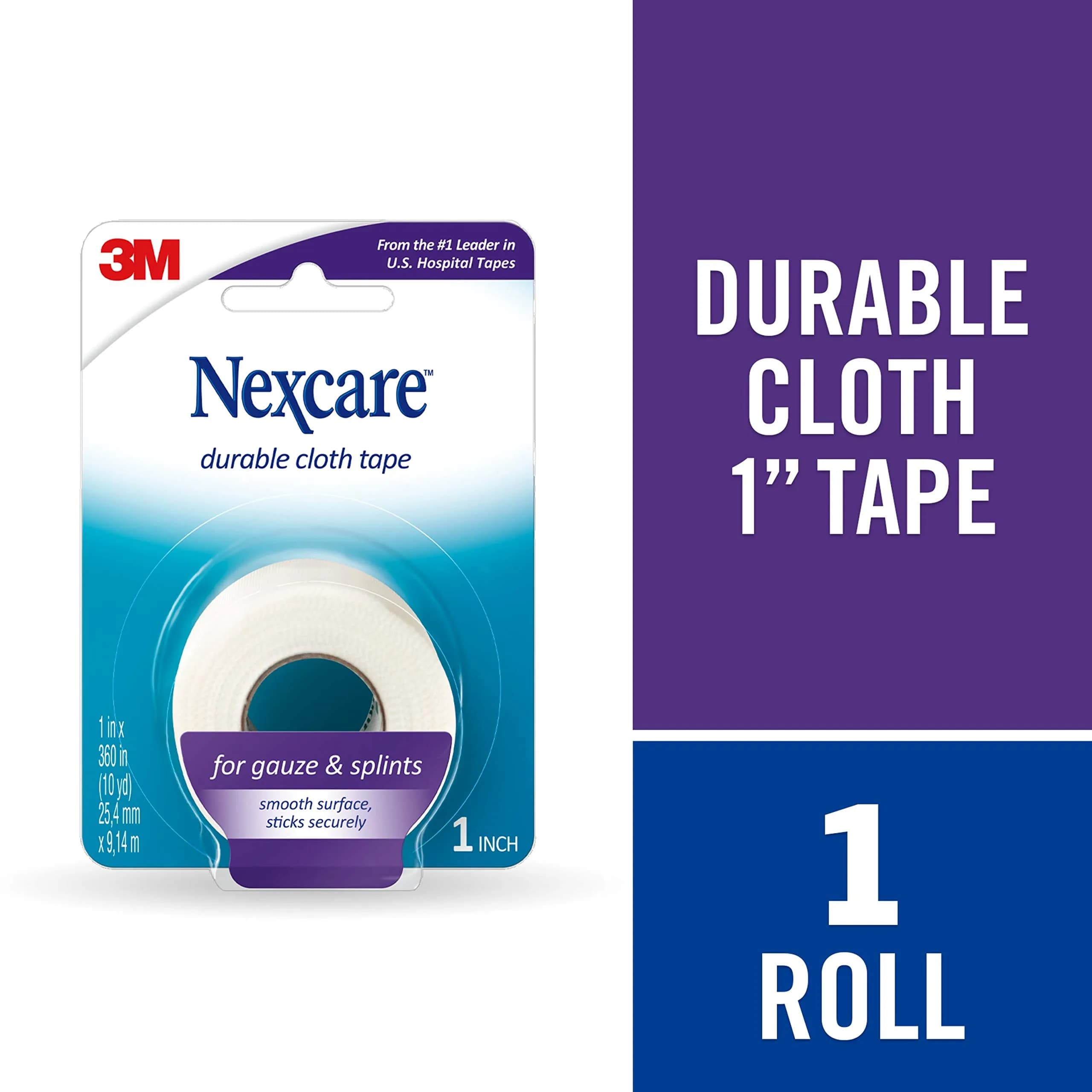 Nexcare Durapore Durable Cloth Tape 1 Inch x 10 Yards (2.54 cm x 9.14 m) | Hypoallergenic Wound Dressing - view 3