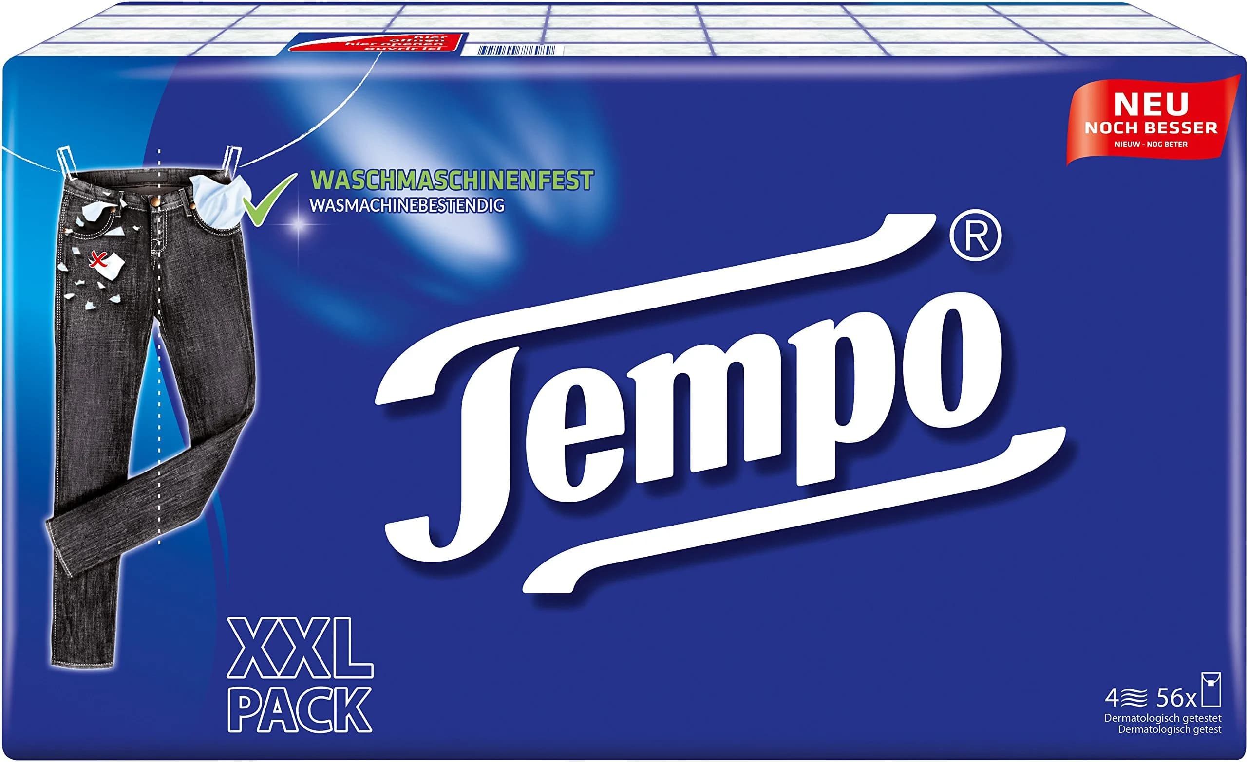 Tempo Classic Tissues 560 Count (10 Tissues per Pack) | 4-Ply Soft Comfort Handkerchiefs — blue