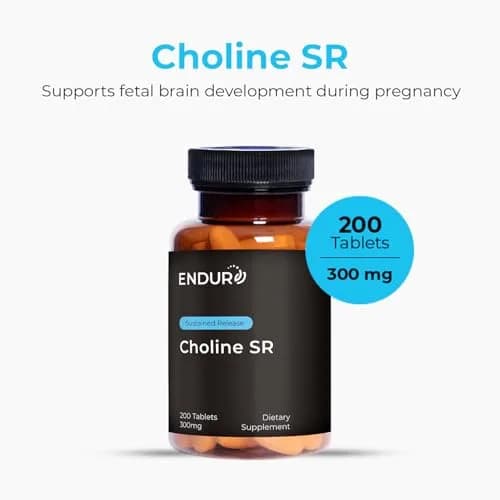 Endurance Products ENDUR Choline L(+) Bitartrate 300mg | Sustained Release, 200 Tablets for Brain & Prenatal Support thumbnail 2
