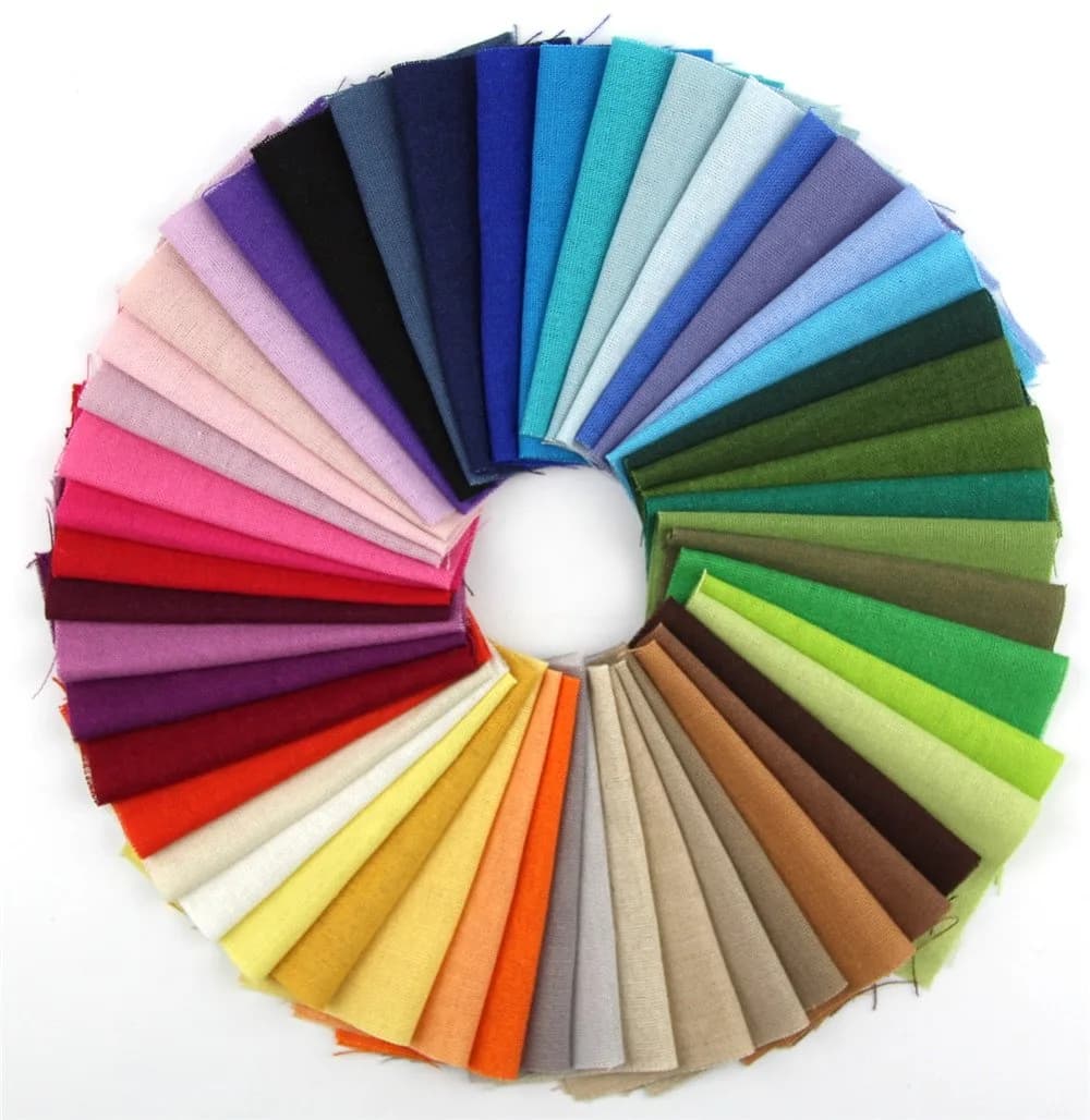 RayLineDo Linen Fabric Squares 10cm x 10cm | 50 Color Patchwork Bundle for Crafts - main product image